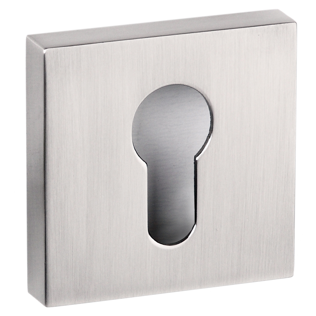 Senza Pari Euro Escutcheons on Flush Square Rose - Satin Nickel