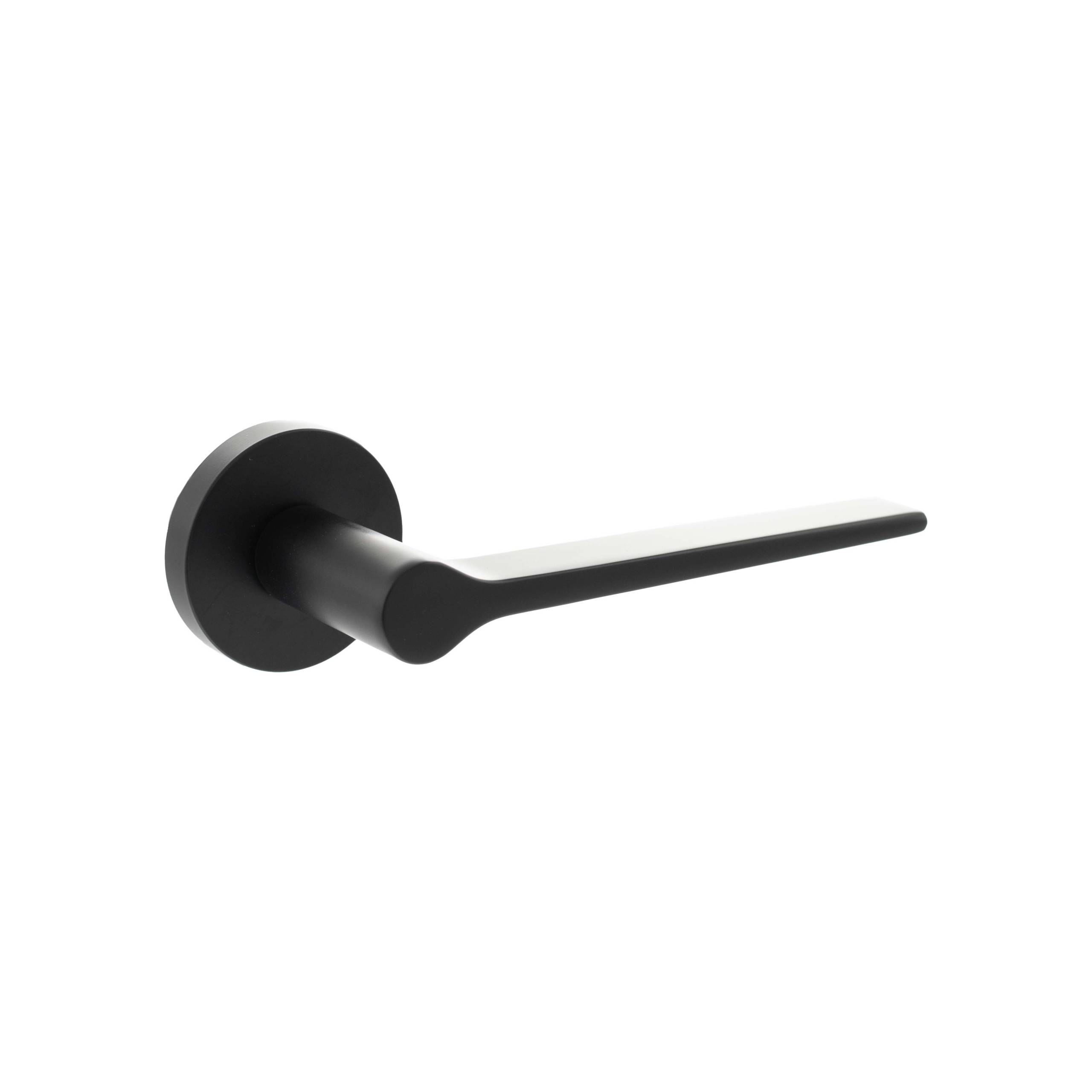Senza Pari Laviano Lever Door Handle on Minimal Round Rose - Matt Black