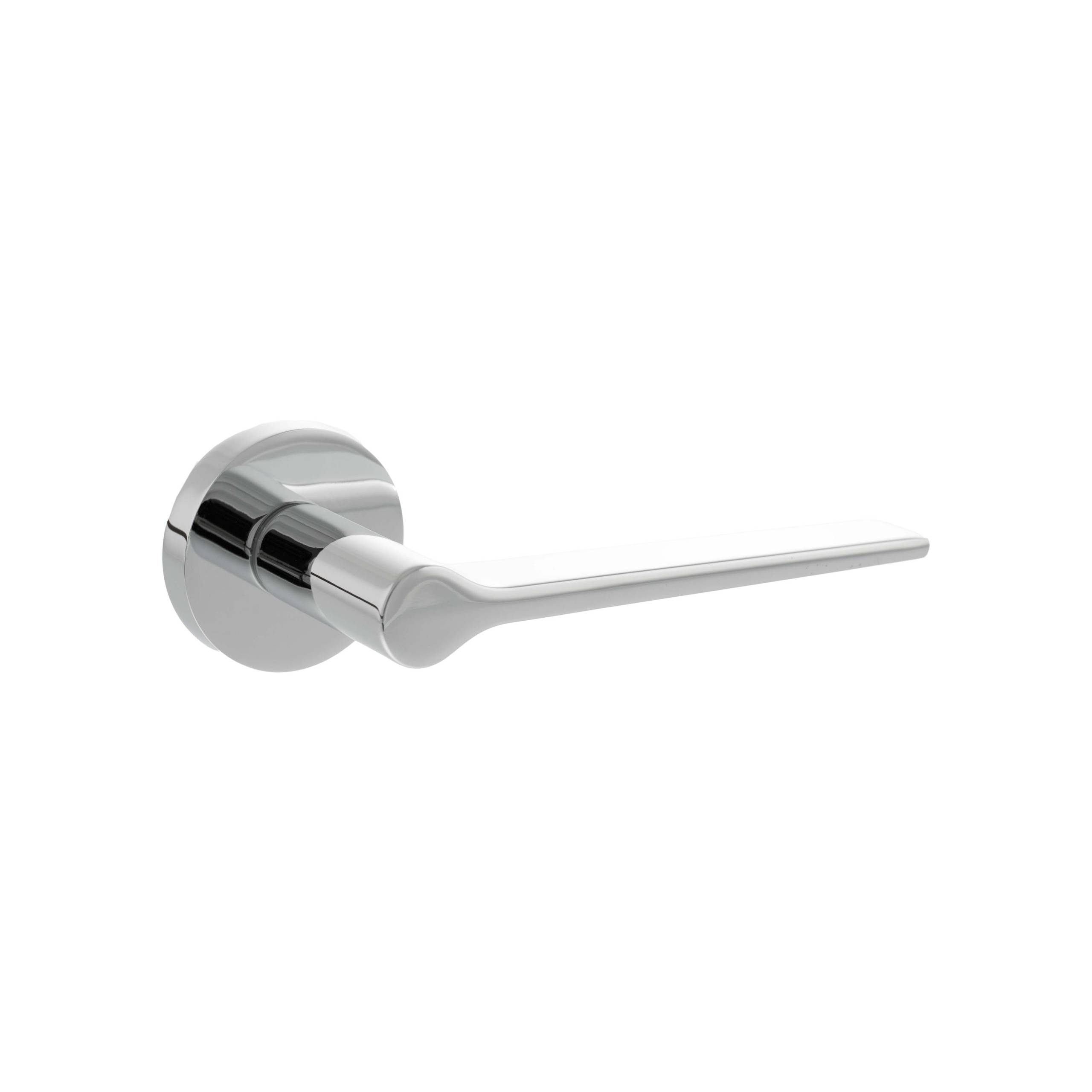 Senza Pari Laviano Lever Door Handle on Minimal Round Rose - Polished Chrome