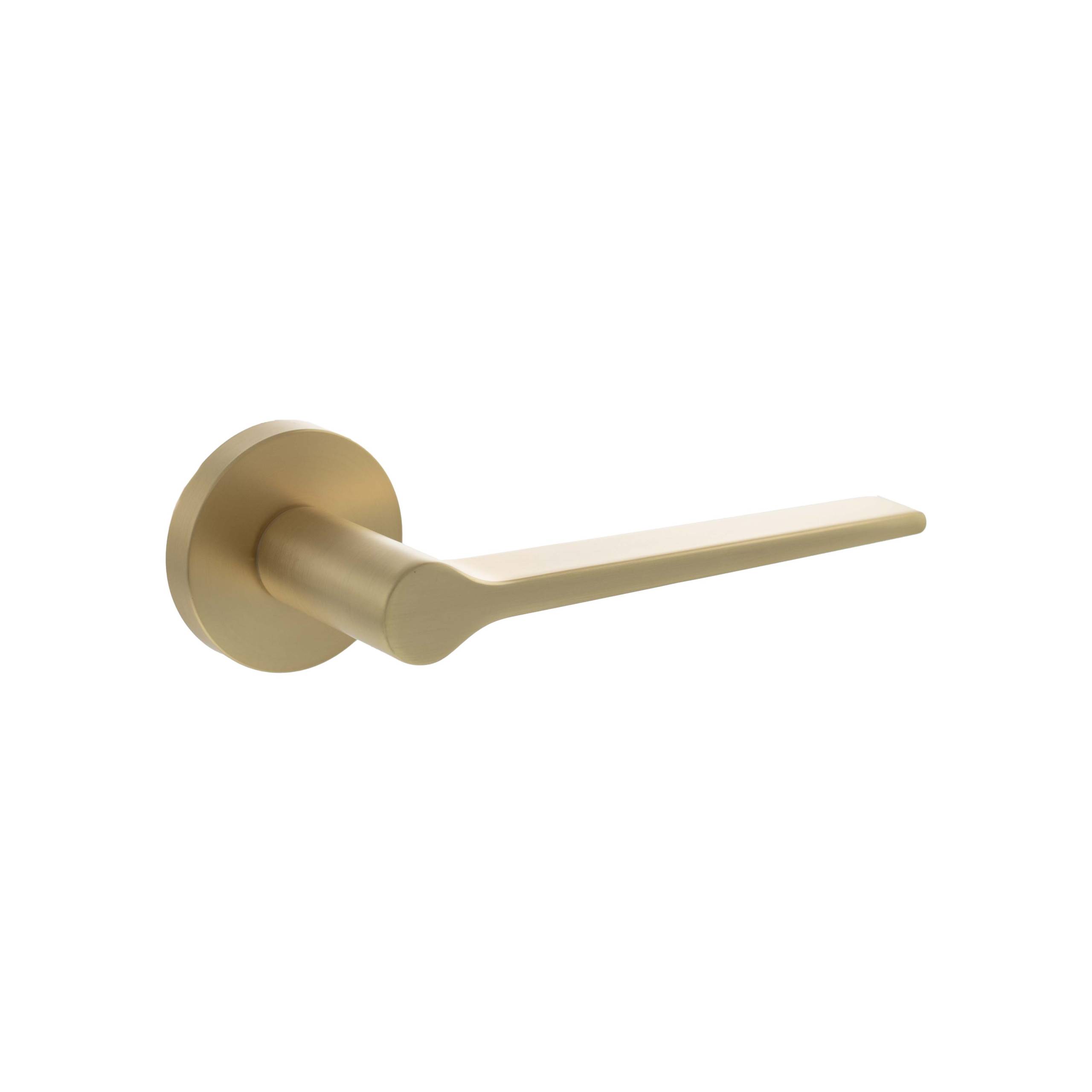 Senza Pari Laviano Lever Door Handle on Minimal Round Rose - Satin Brass
