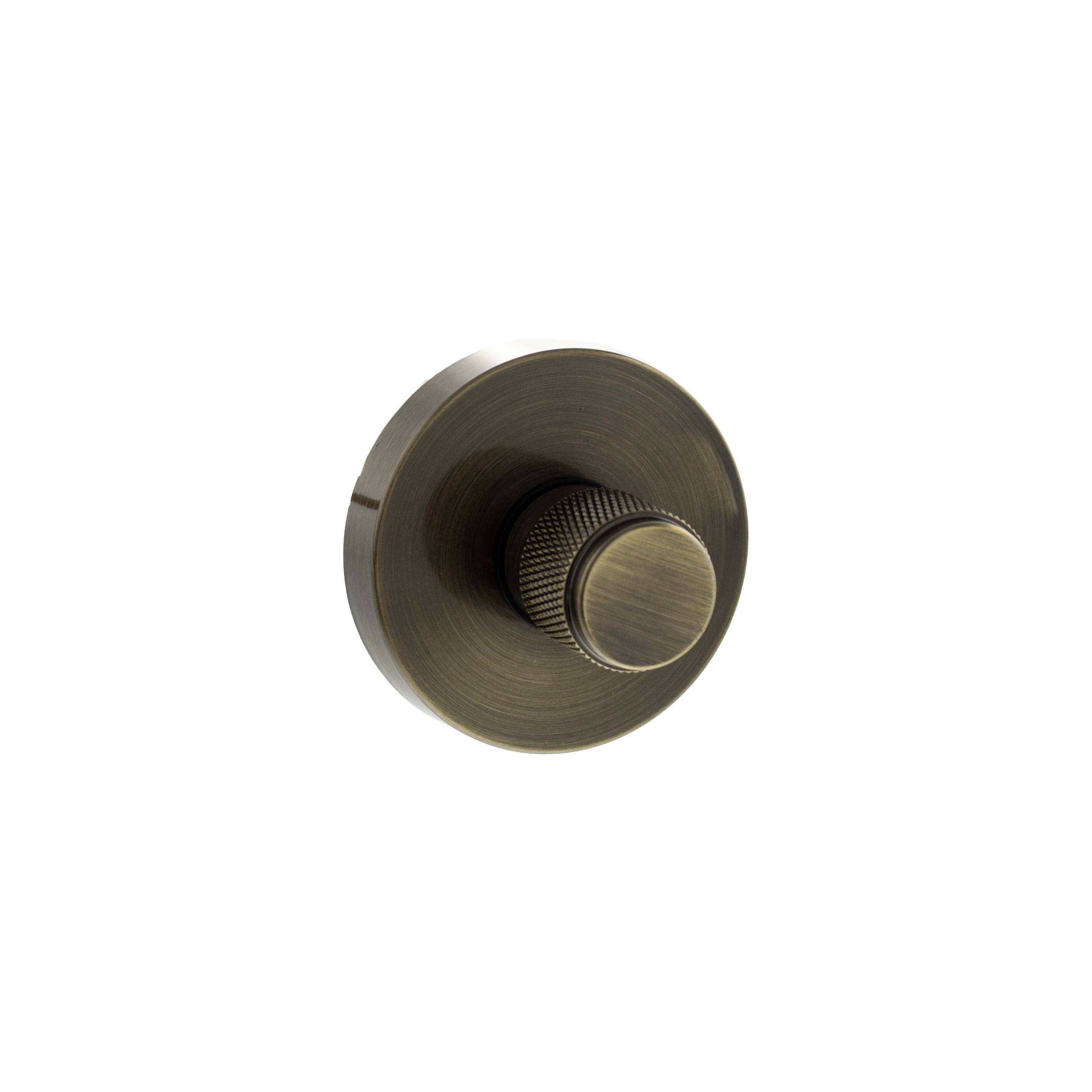 Senza Pari Knurled WC Turn and Release on Minimal Round Rose - Antique Brass