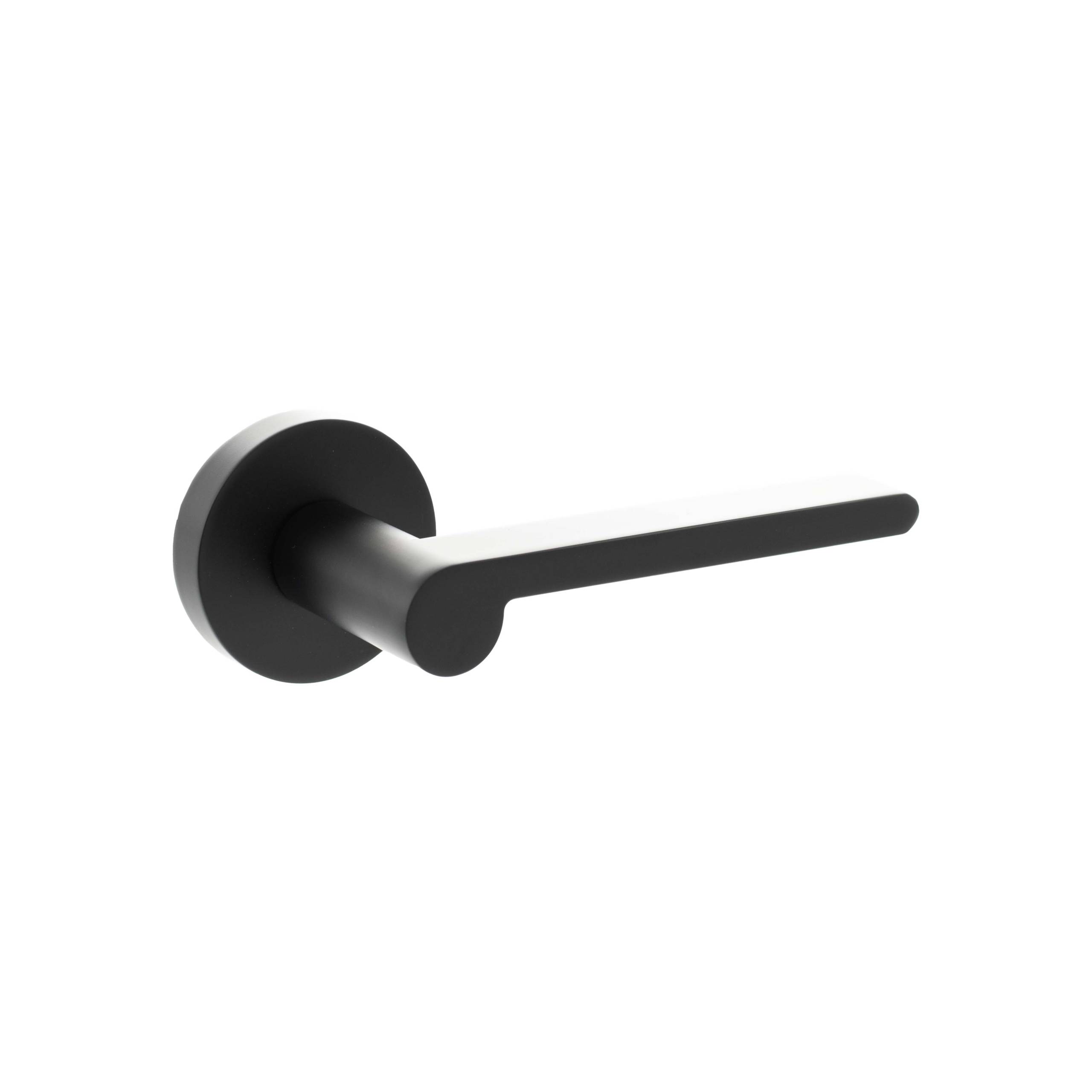 Senza Pari Darrio Lever Door Handle on Round Rose - Matt Black