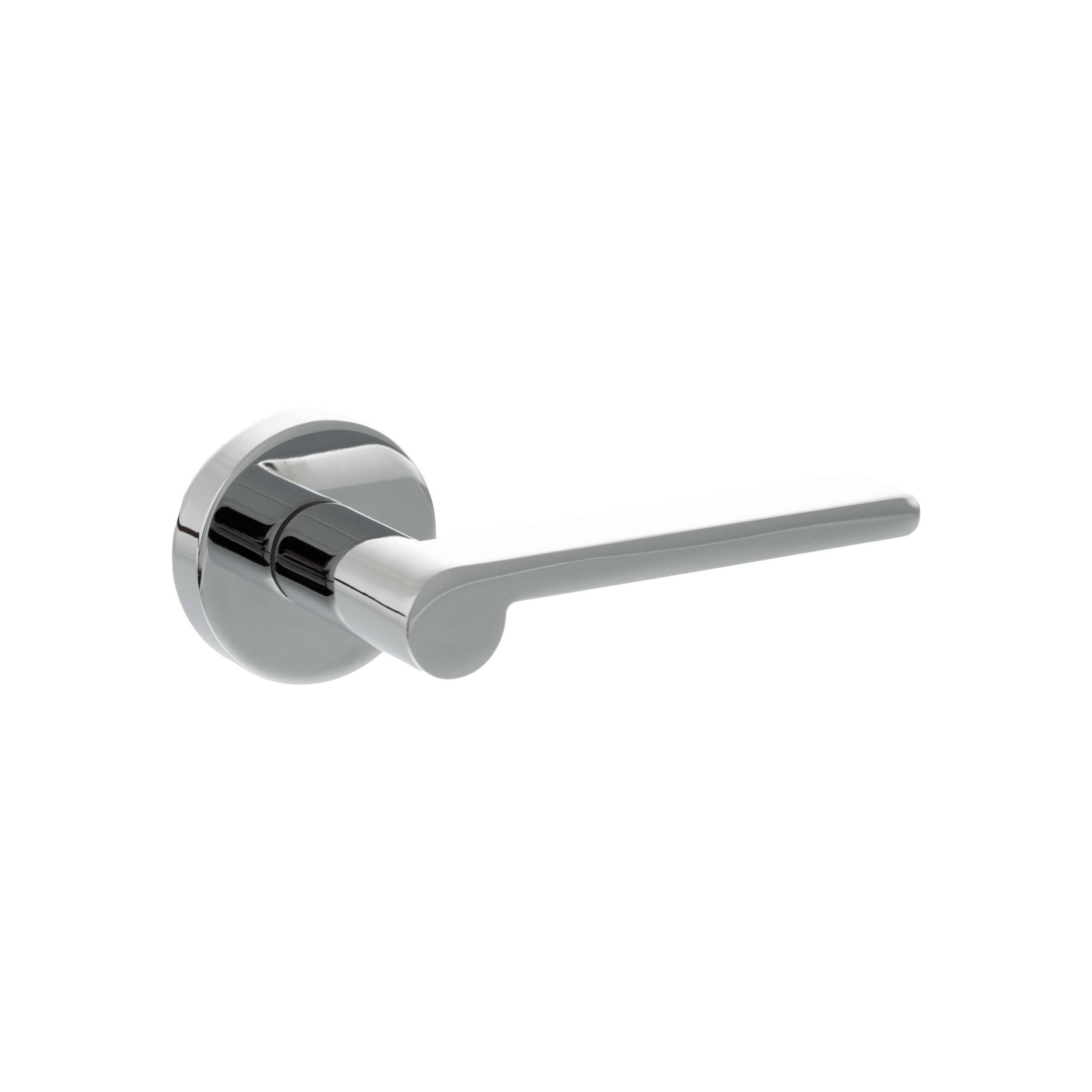 Senza Pari Darrio Lever Door Handle on Round Rose - Polished Chrome