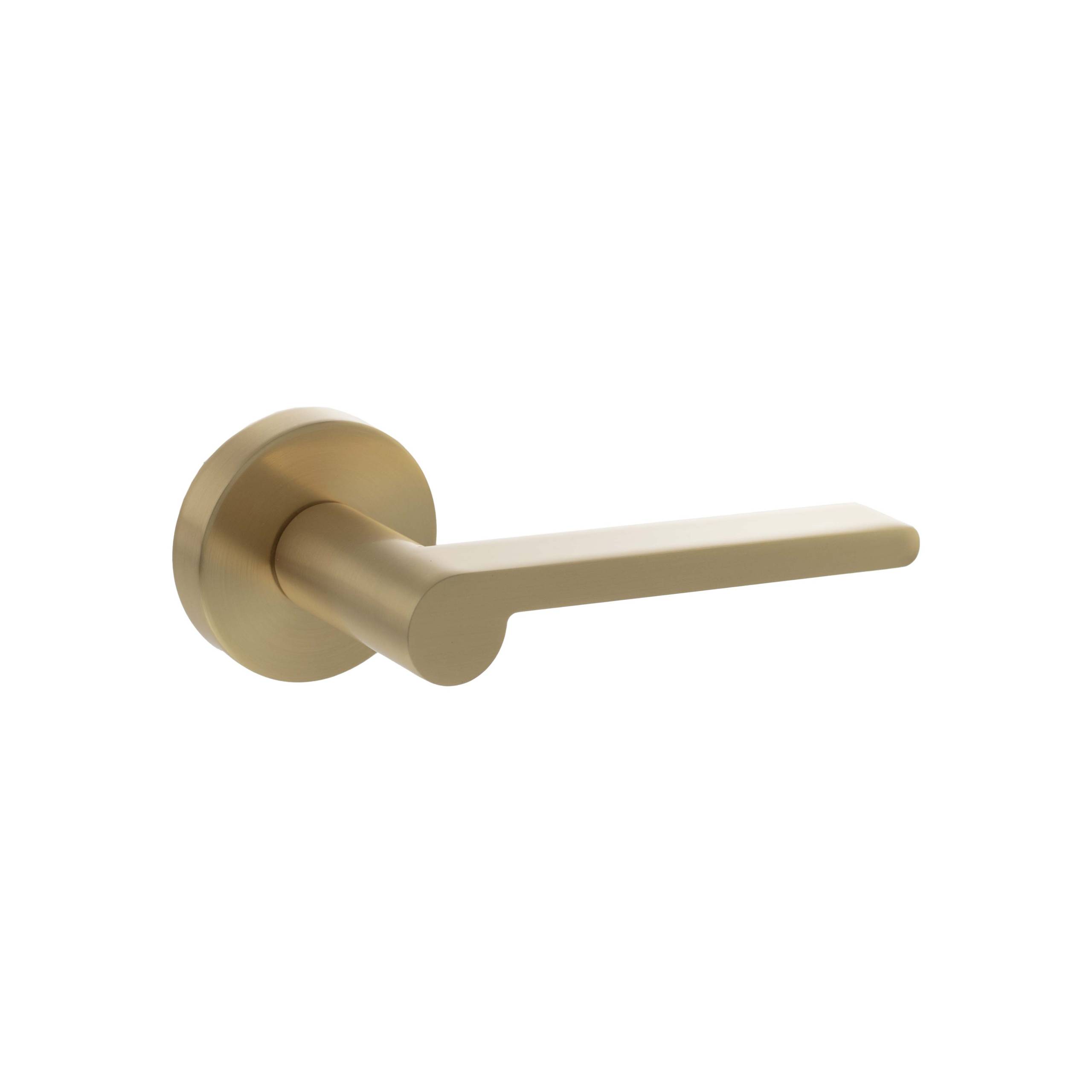 Senza Pari Darrio Lever Door Handle on Round Rose - Satin Brass