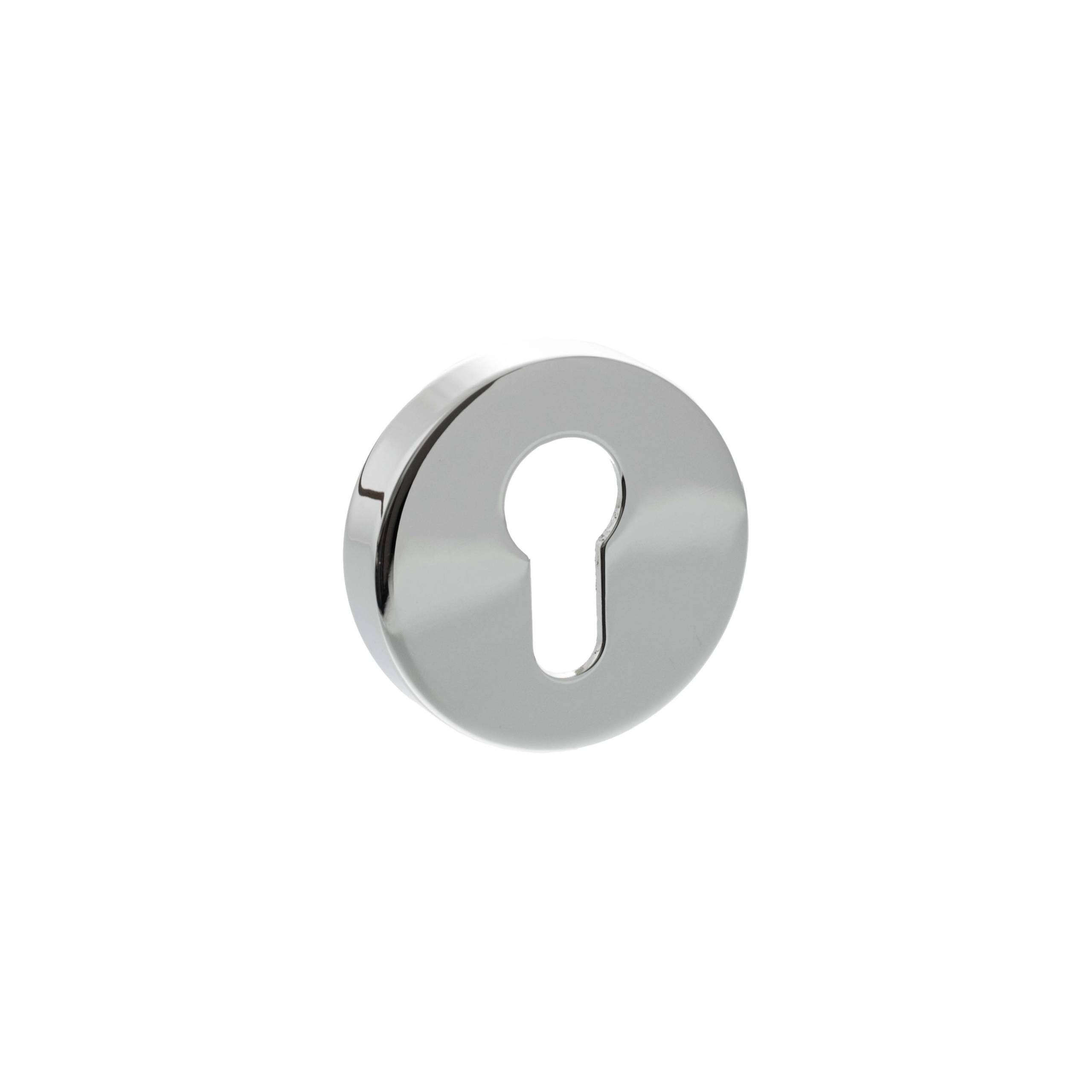 Senza Pari Euro Escutcheons on Round Rose - Polished Chrome Plated