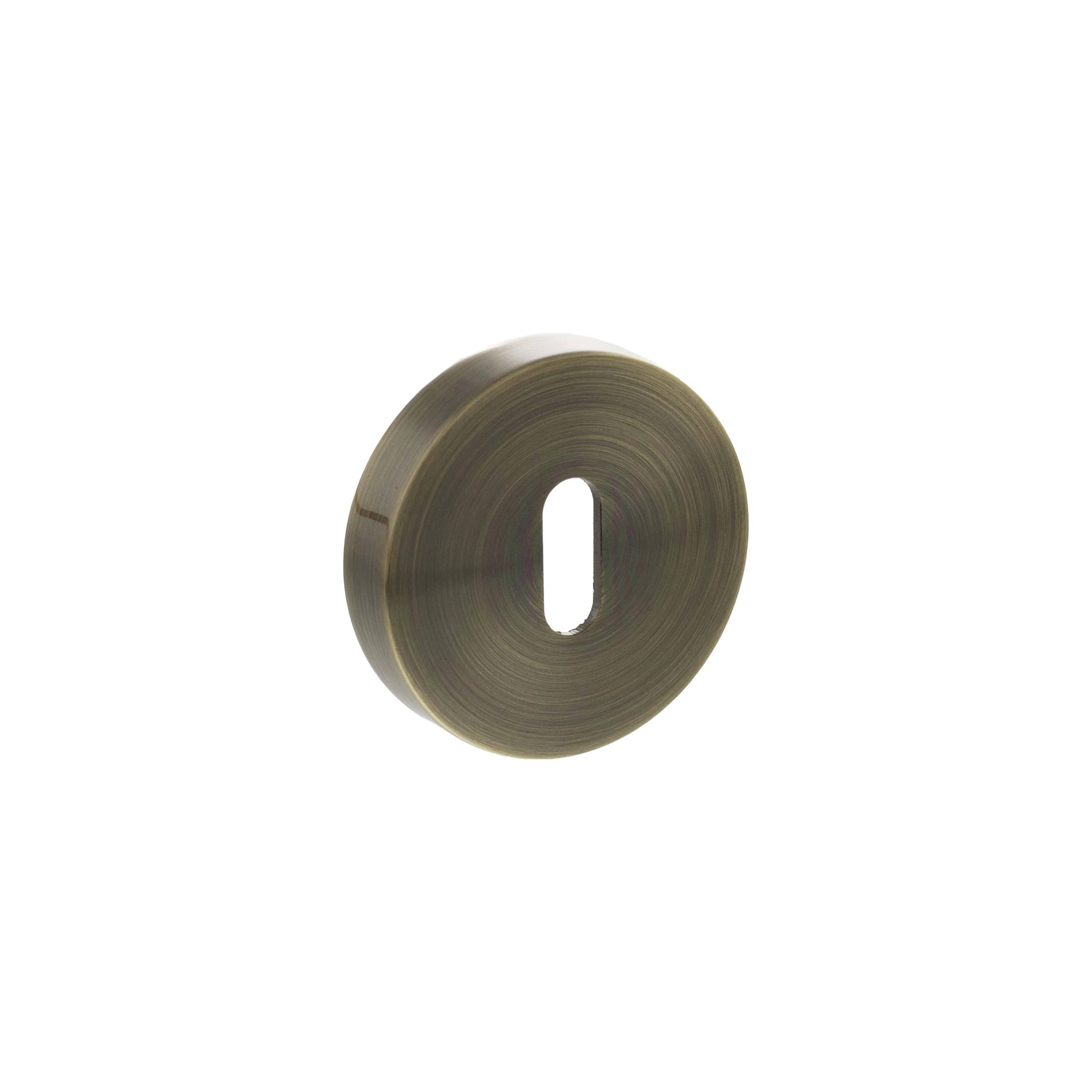 Senza Pari Key Escutcheons on Round Rose - Antique Brass