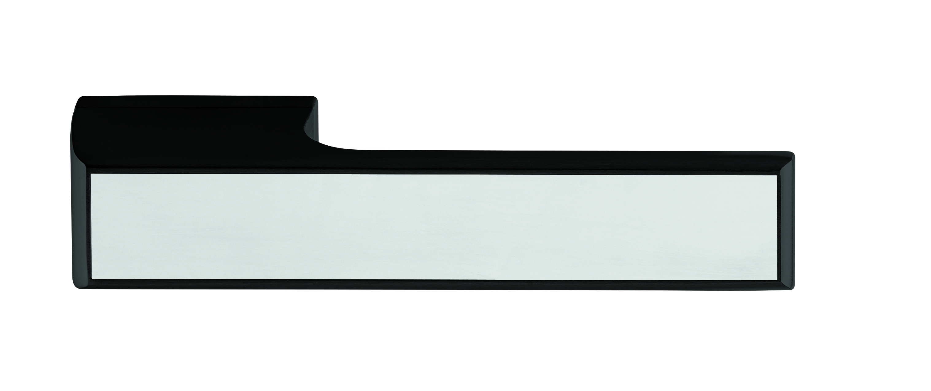 Tupai Rapido VersaLine Tobar Lever Door Handle on Long Rose - Polished Stainless Steel Decorative Plate - Matt Black