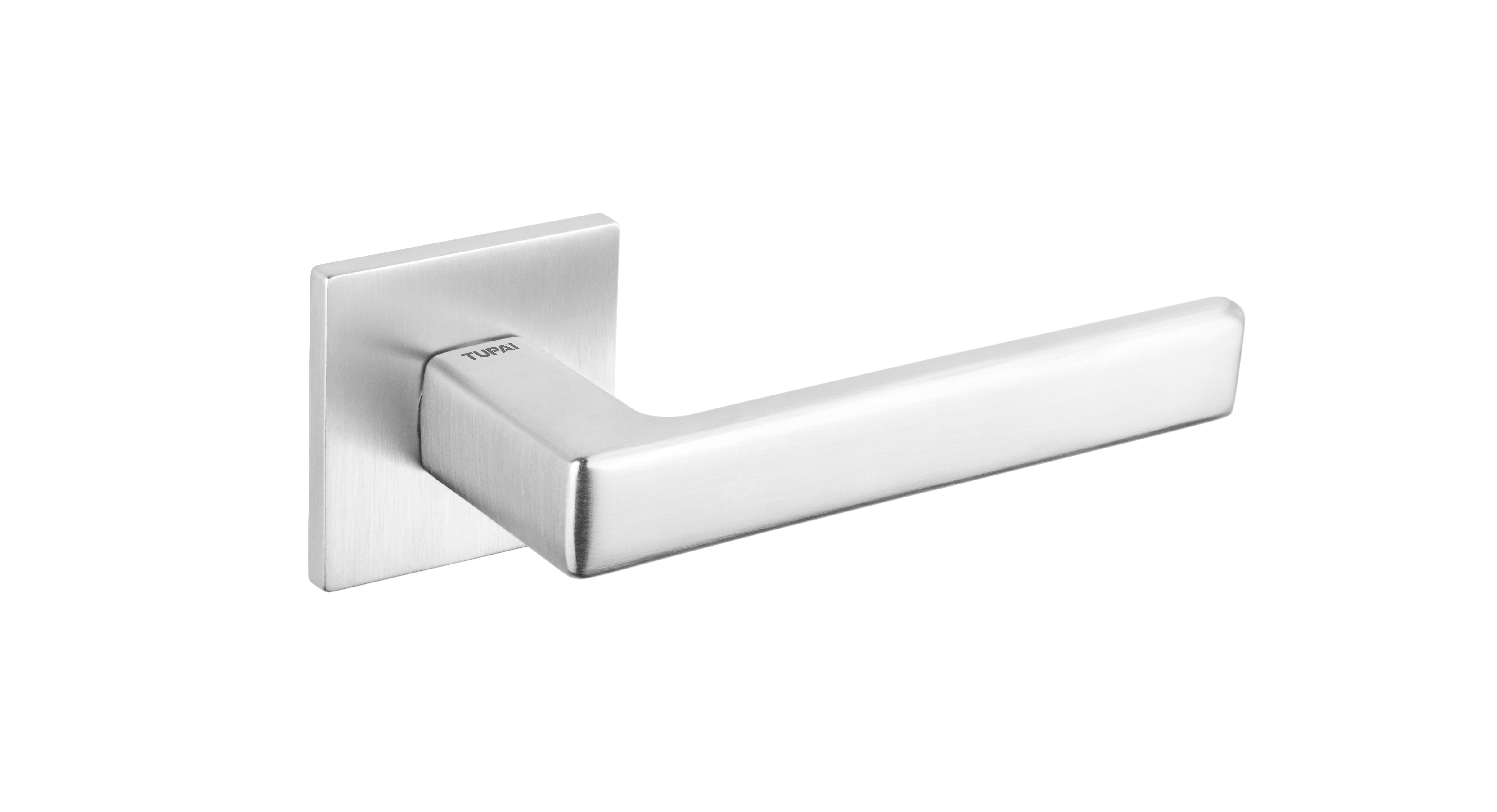 Tupai Rapido 5S Line Portel Lever Door Handle on 5mm Slimline Square Rose - Satin Chrome
