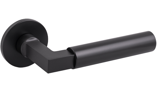 Tupai Exclusivo 5S Line Covas Lever Door Handle on 5mm Slimline Round Rose - Pearl Black