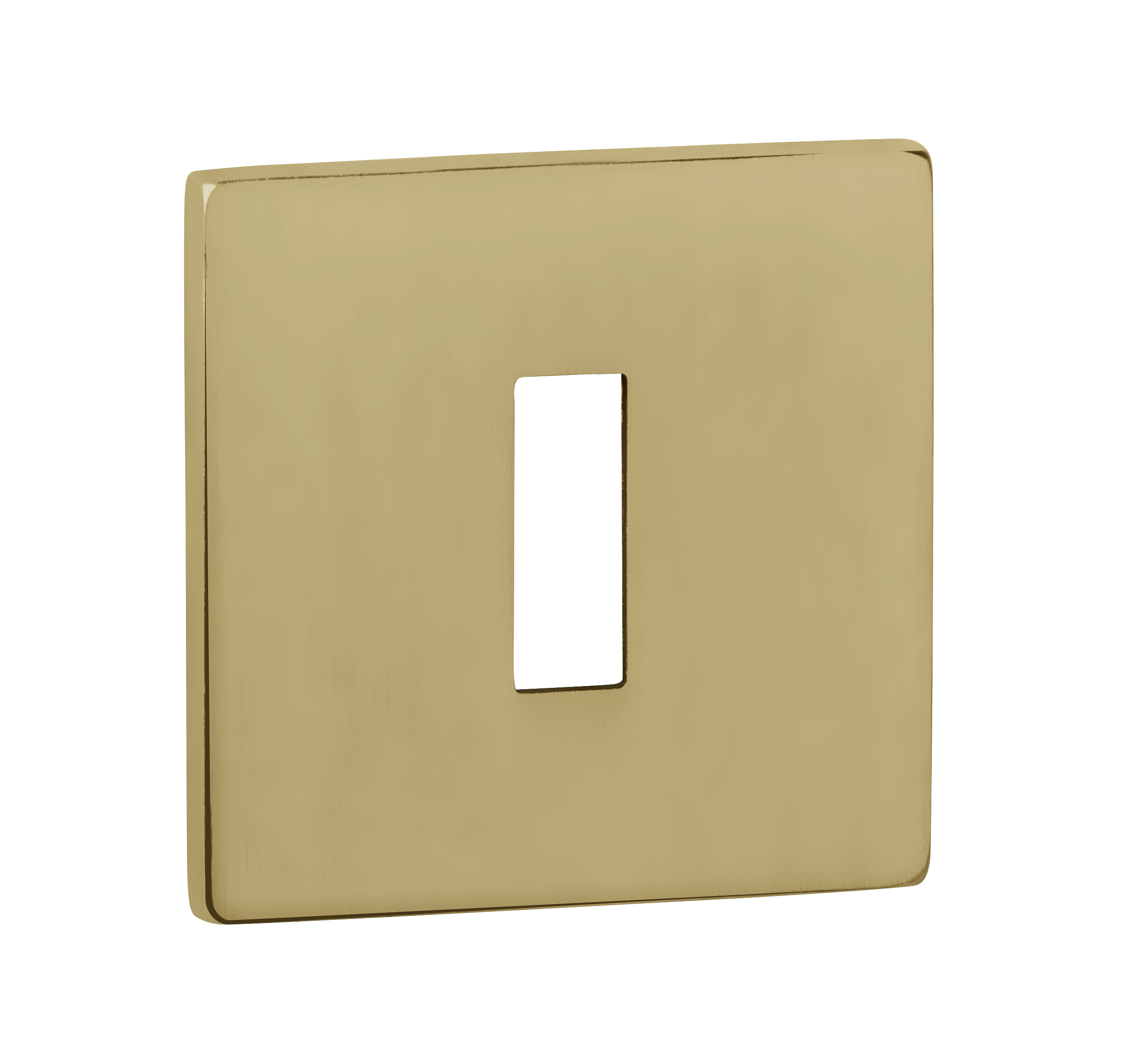 Tupai Exclusivo 5S Line Key Escutcheons on 5mm Slimline Square Rose - Raw Brass