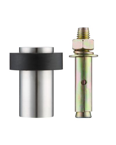 Door Stop Anchored Heavy Duty - Round Collared Flat Top