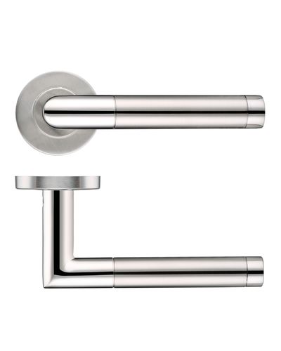 19mm Mitred Dual Finish Lever - Push On Rose - 52mm Dia - Grade 201