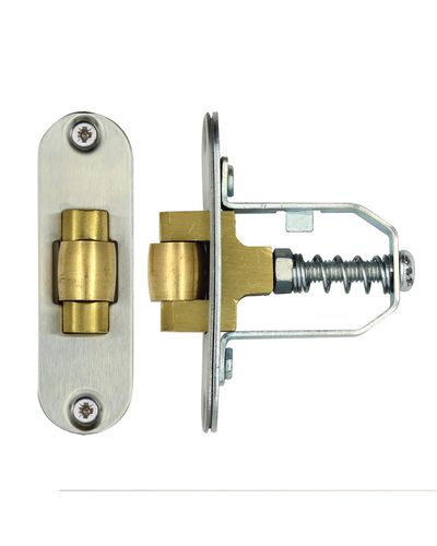 Adjustable Roller Latch, Radiused Forend and Strikeplate, SSS Finish