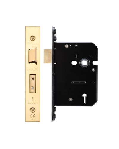 5 Lever Sash Lock - 76mm C/W PVD Forend and Strike - Keyed Alike