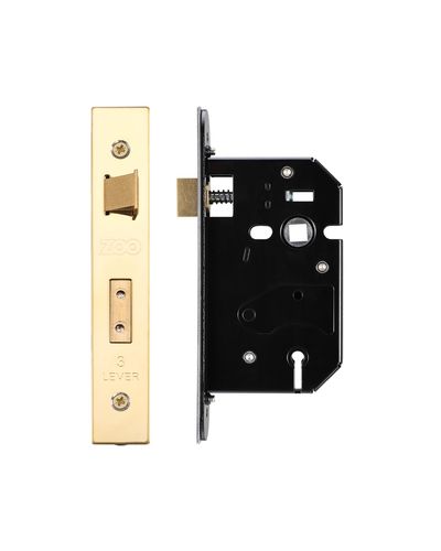 3 Lever Replacement Sash Lock - 64mm c/w PVD Forend and Strike