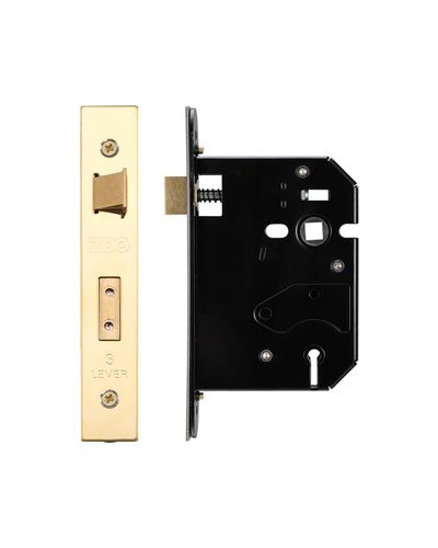3 Lever Replacement Sash Lock - 76mm c/w PVD Forend and Strike